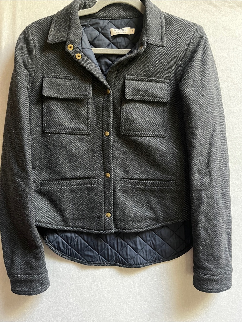 Roseanna Virgin Wool Herringbone Quilted-Lined Jacket Size 34 - XS